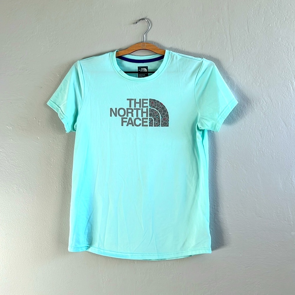 The North Face Aqua Blue Cheetah T-Shirt - Picture 1 of 7